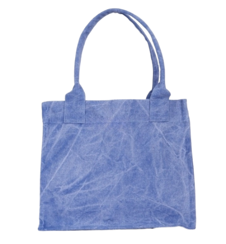 Washed Blue Large Canvas Tote Bag