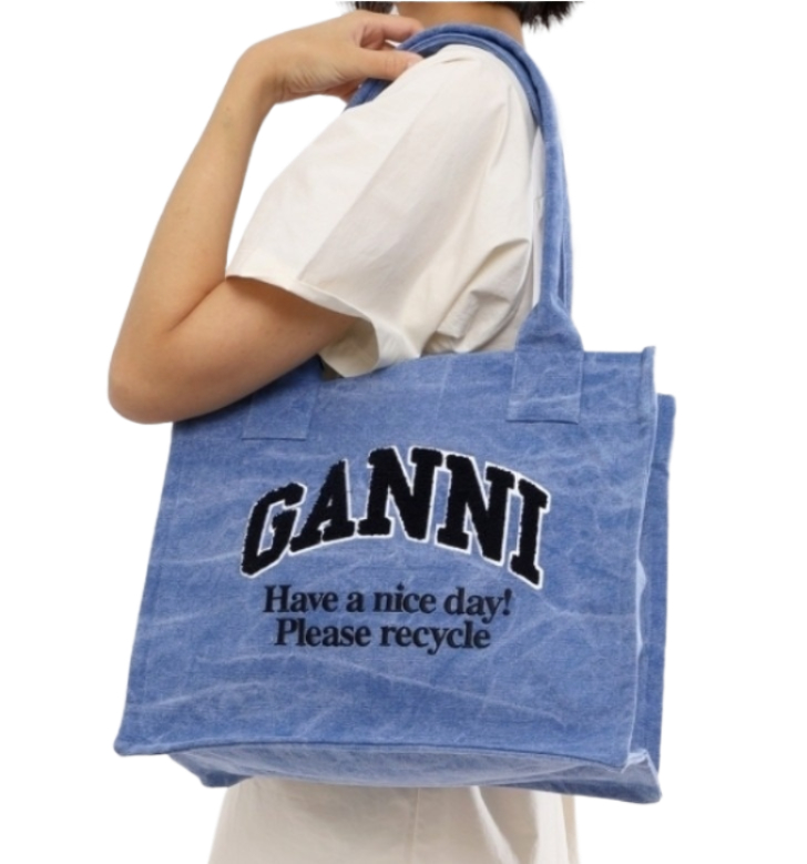 Washed Blue Large Canvas Tote Bag