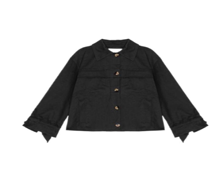 Black herringbone canvas jacket