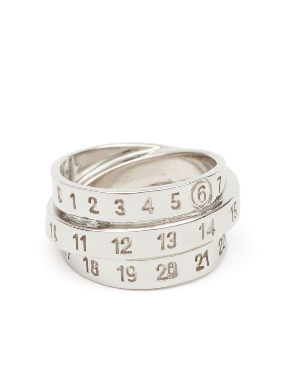 Triple Logo Numeric Signature Ring