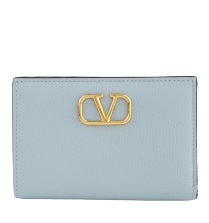 V logo signature half wallet