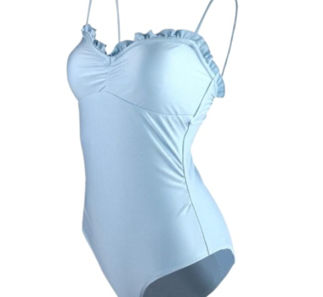 Blue Gathered Swimsuit