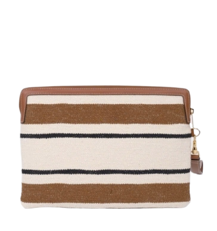 24SSSMALL POUCH WITH STRAP IN STRIPED TEXTILE WITH CELINE JACQUARD