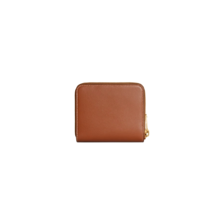 Calfskin compact zipper wallet