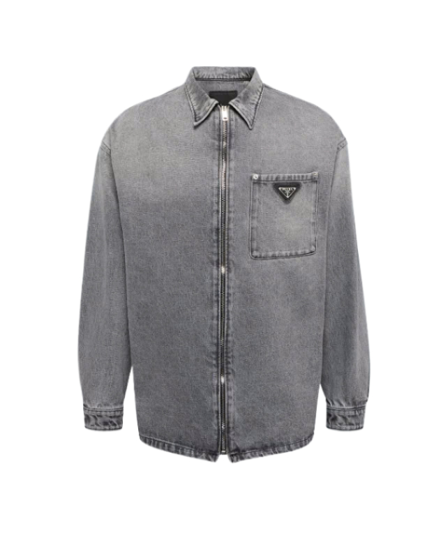 Zipper denim shirt