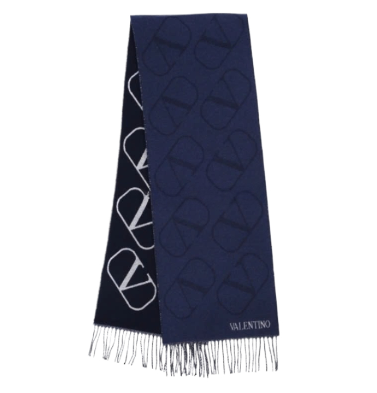 V logo jacquard muffler