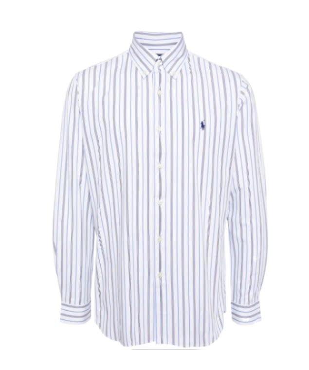 24FWPony Logo Embroidered Stripe Cotton Shirt