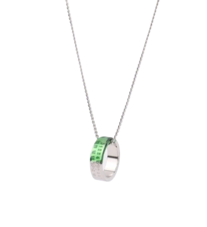 Engraved Numeric Signature Pendant Ring Necklace