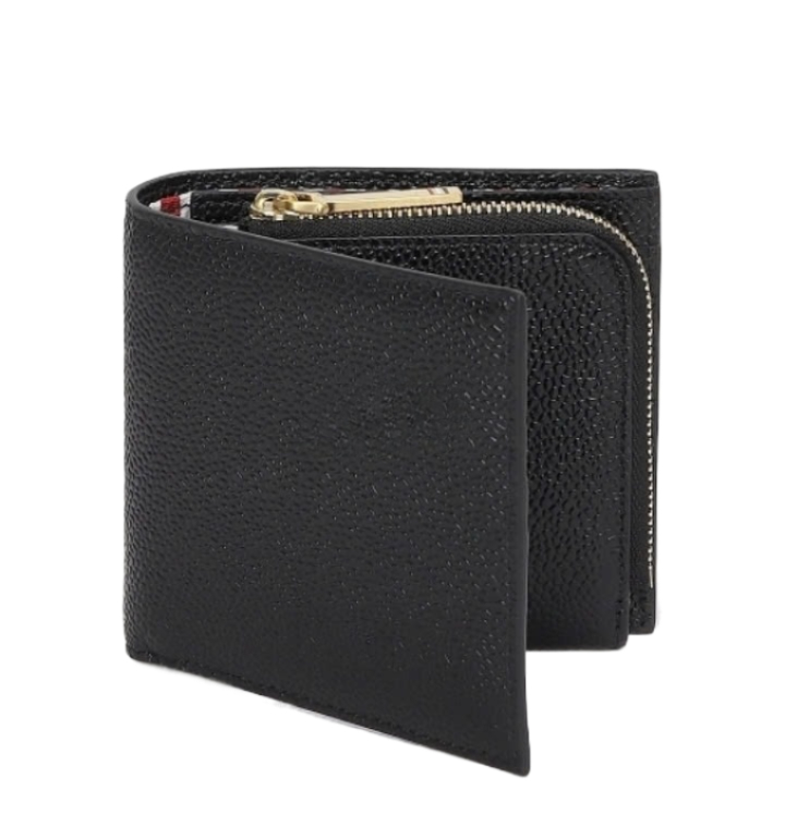 24FWRWB Tab Pebble Grain Zipper Coin Pocket Bifold Wallet