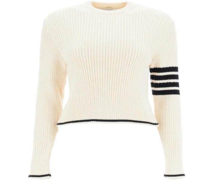 24FWMerino Wool 4-Bar Crop Cable Pullover