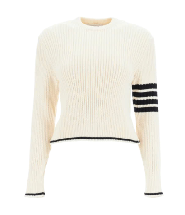 24FWMerino Wool 4-Bar Crop Cable Pullover