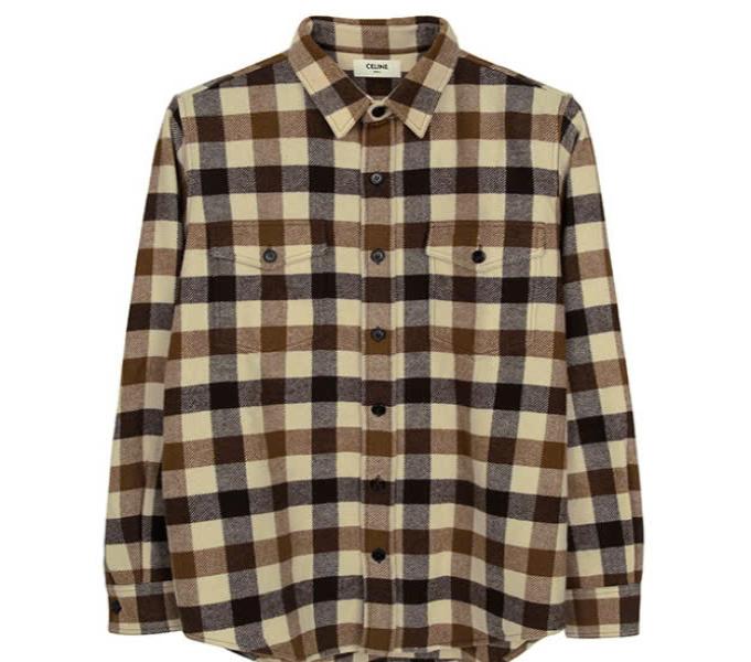 Brown Check Wool Shirt 