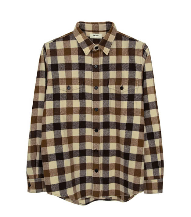 Brown Check Wool Shirt 