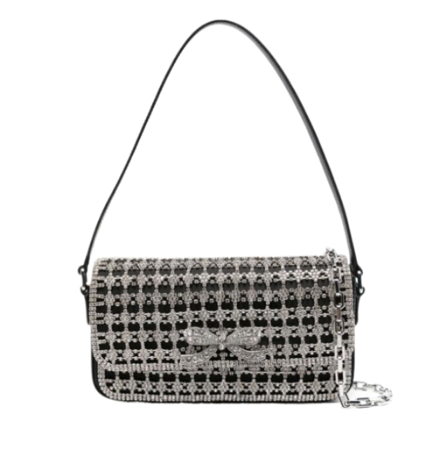 Crystal Bow Embellished Shoulder Bag