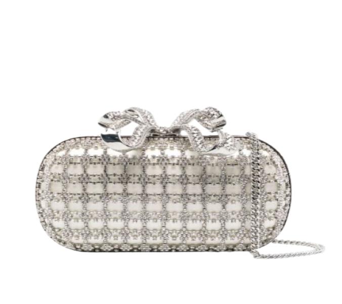 Crystal Bow Embellished Clutch Bag