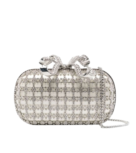 Crystal Bow Embellished Clutch Bag