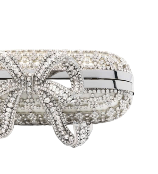 Crystal Bow Embellished Clutch Bag