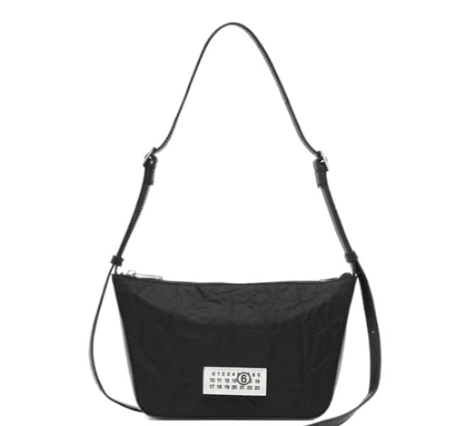 Number logo nylon shoulder bag