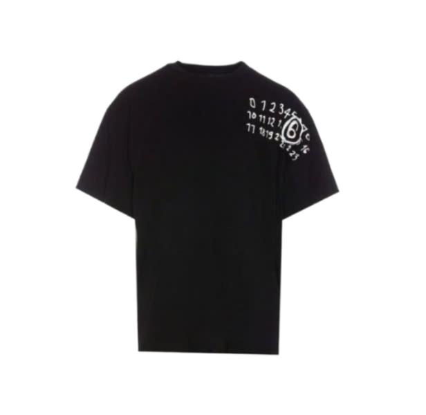 Number logo printed cotton short sleeve t-shirt