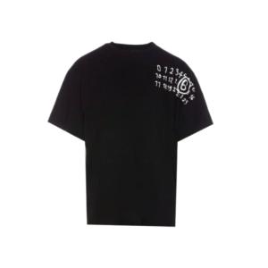 Number logo printed cotton short sleeve t-shirt