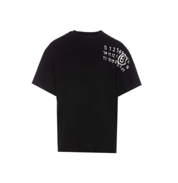 Number logo printed cotton short sleeve t-shirt