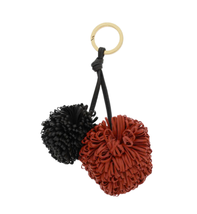 Pom Pom Leather Keyring