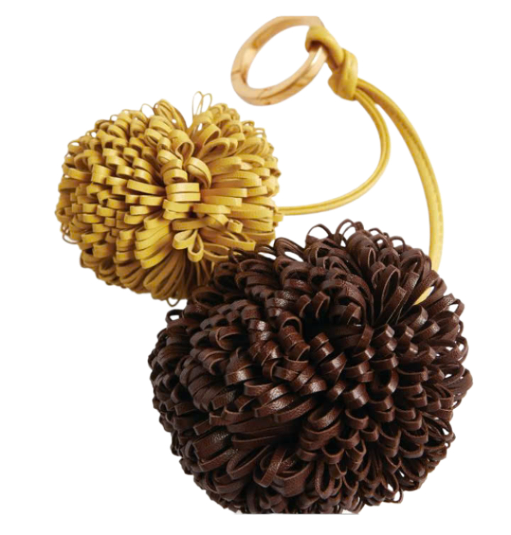 Pom Pom Leather Keyring 