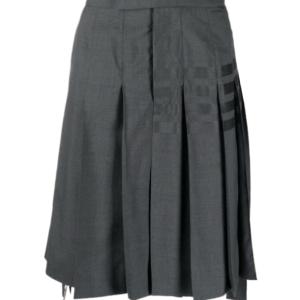 24FWWool Cashmere Flannel Bellow Knee Pleated 4-Bar Skirt