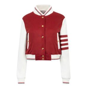 24FWJacket Weight Cashmere 4-Bar Crop Varsity Jacket