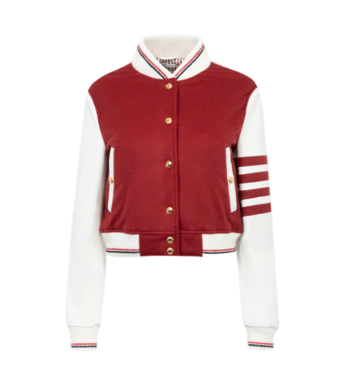 24FWJacket Weight Cashmere 4-Bar Crop Varsity Jacket