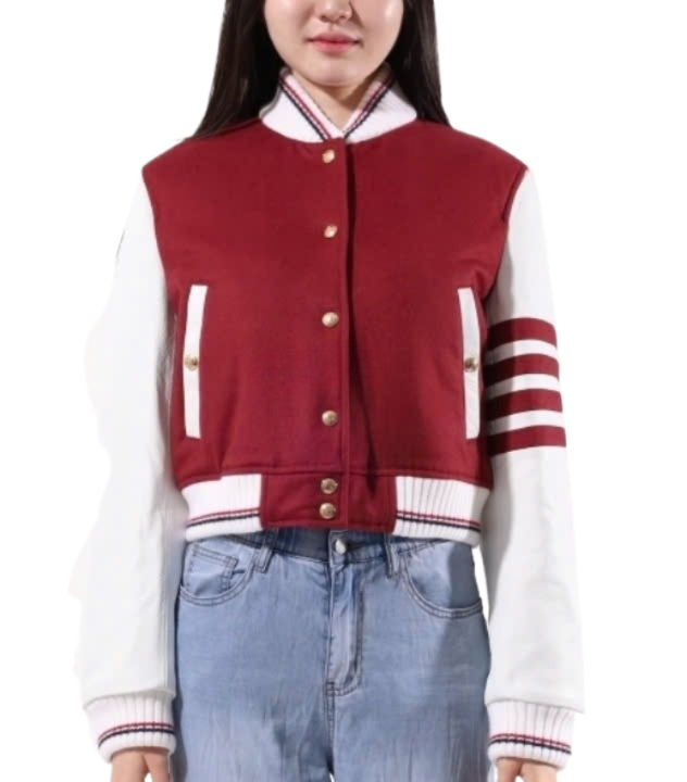 24FWJacket Weight Cashmere 4-Bar Crop Varsity Jacket