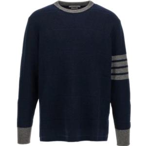 24FWMerino Wool 4-Bar Textured Rugby Stripe Crew Neck Pullover