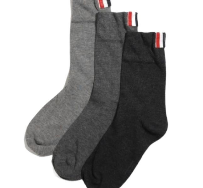 24FWTonal Grey Cotton 3-Pack Ankle Length Socks