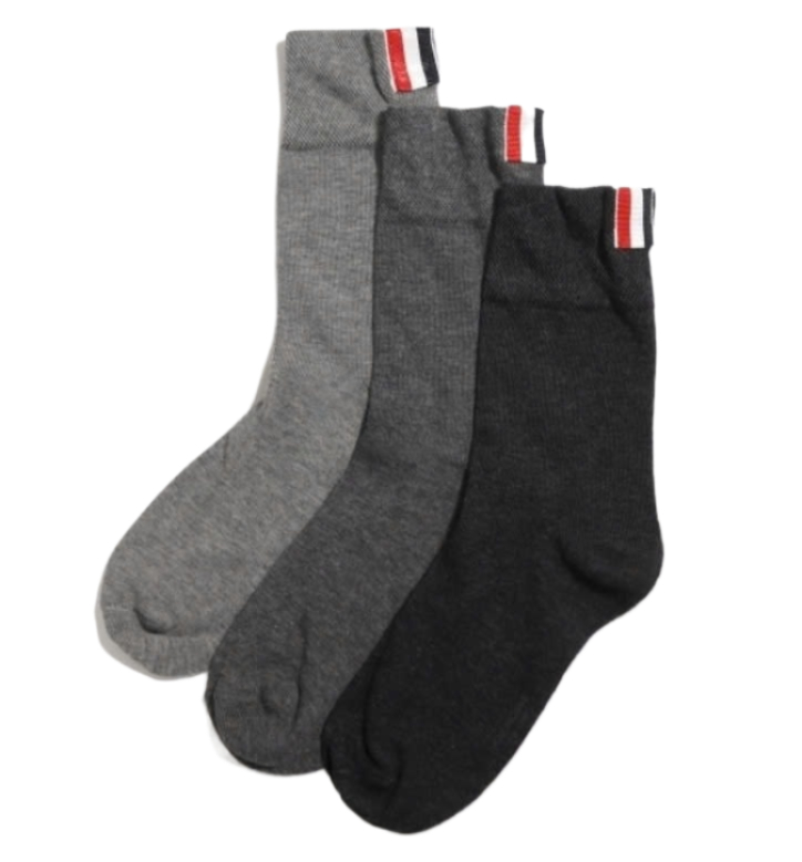 24FWTonal Grey Cotton 3-Pack Ankle Length Socks