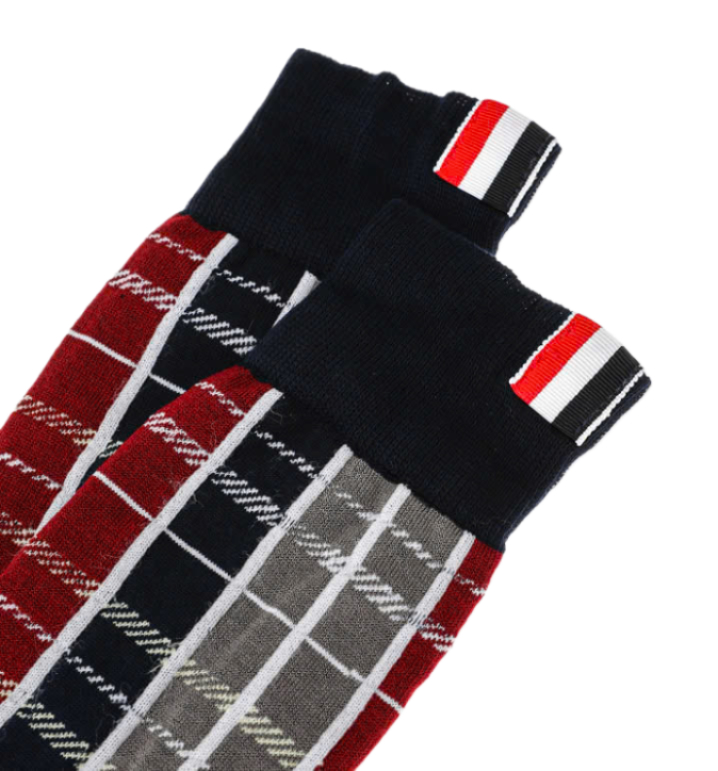 24FWHunting Tartan Check Jacquard Mid Calf Socks 