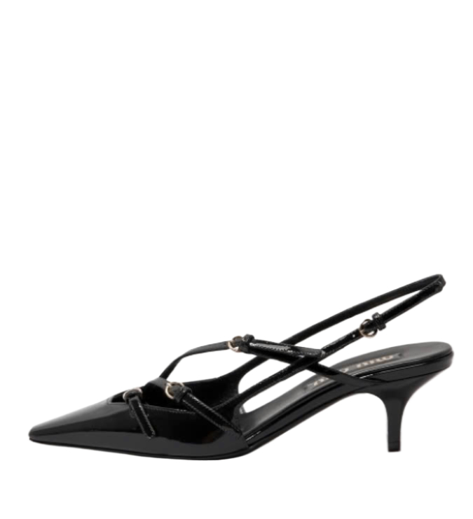 Buckle patent leather slingback