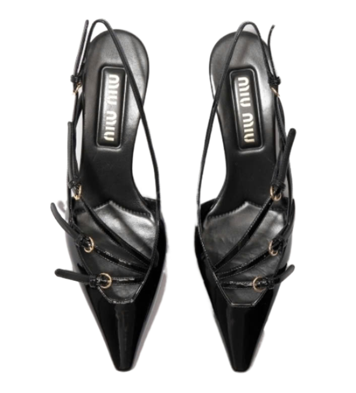 Buckle patent leather slingback