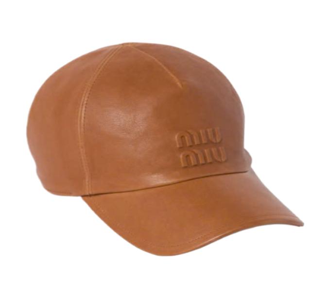 Nappa leather baseball cap