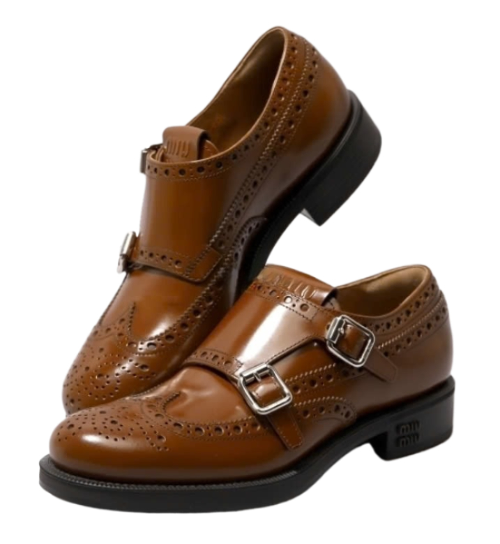 Church's X Miu Miu Brushed Leather Double Monk Brogues