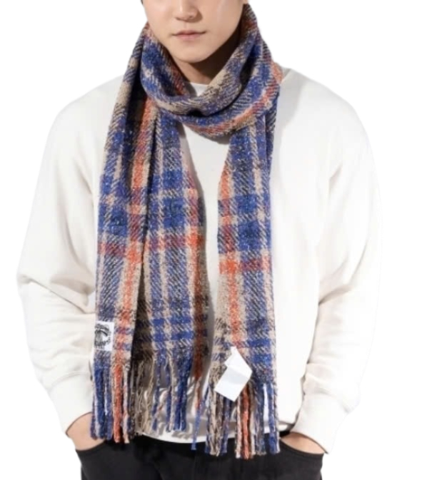 24FWPlaid Fringe Scarf 