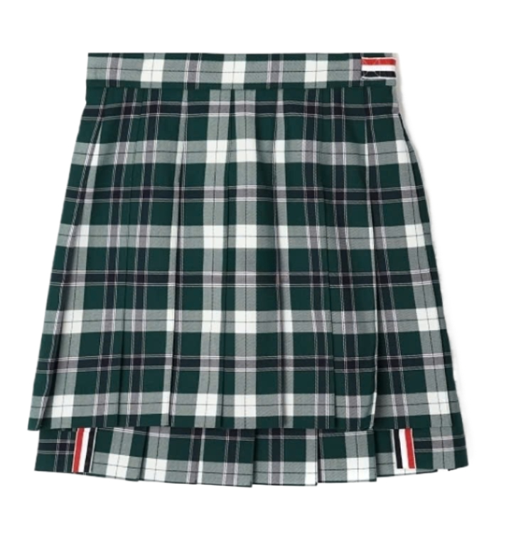 Tartan Twill Pleated Mini Skirt