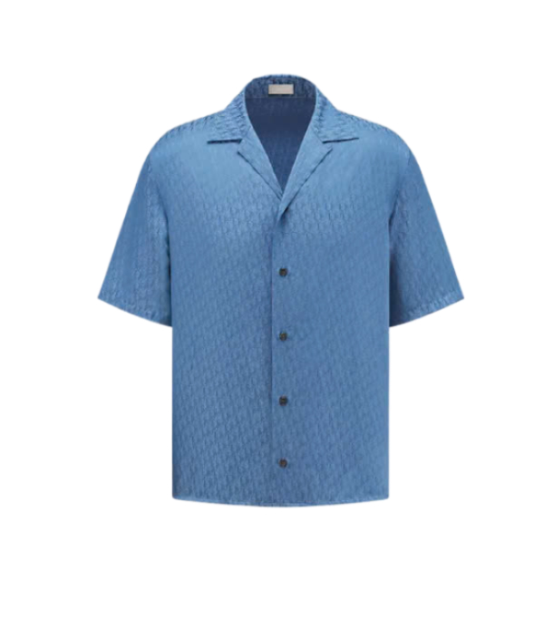 Silk cotton jacquard short sleeve shirt