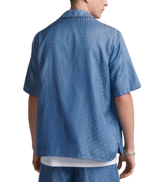 Silk cotton jacquard short sleeve shirt