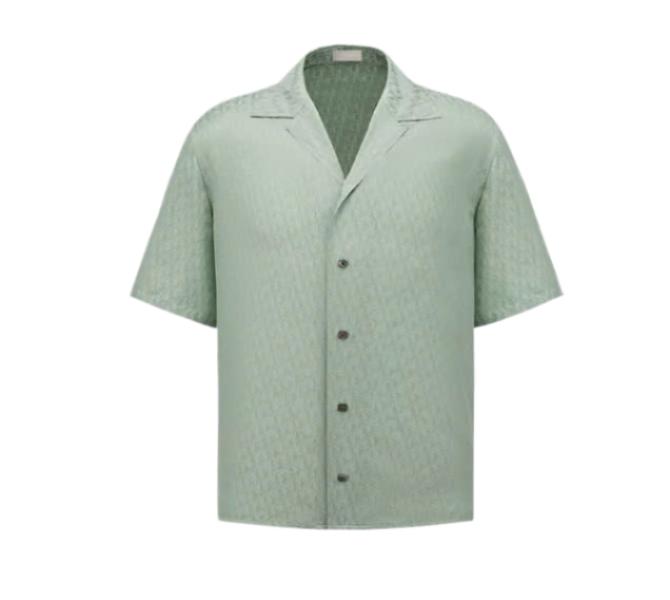 Silk cotton jacquard short sleeve shirt