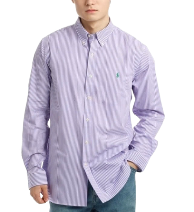 24FWPony Logo Embroidered Stripe Cotton Shirt