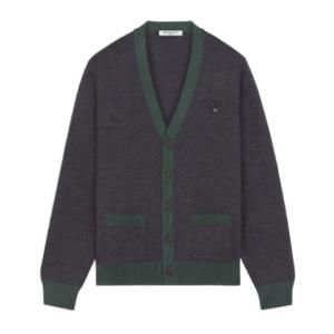 Bold Fox Head Patch Two-Tone Cardigan