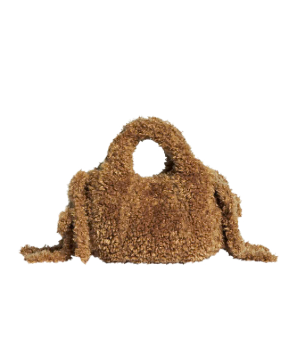 EGG Crystal Embellished Shearling Tote Bag