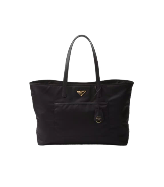 Large nylon and saffiano leather tote bag