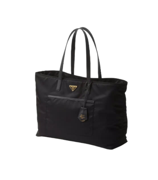 Large nylon and saffiano leather tote bag