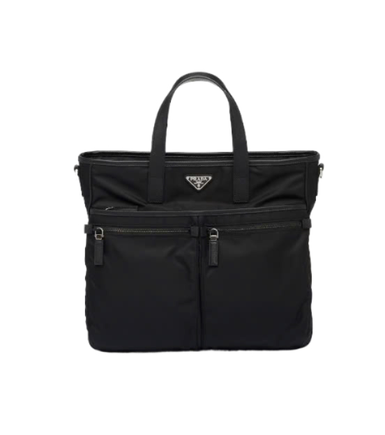 Re-Nylon and Saffiano leather tote bag